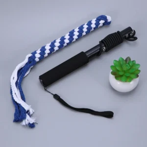 Interactive Dog Flirt Pole Extendable Size S Cotton Rope Dangler Black for Training Healthy Pet Exercise Teaser