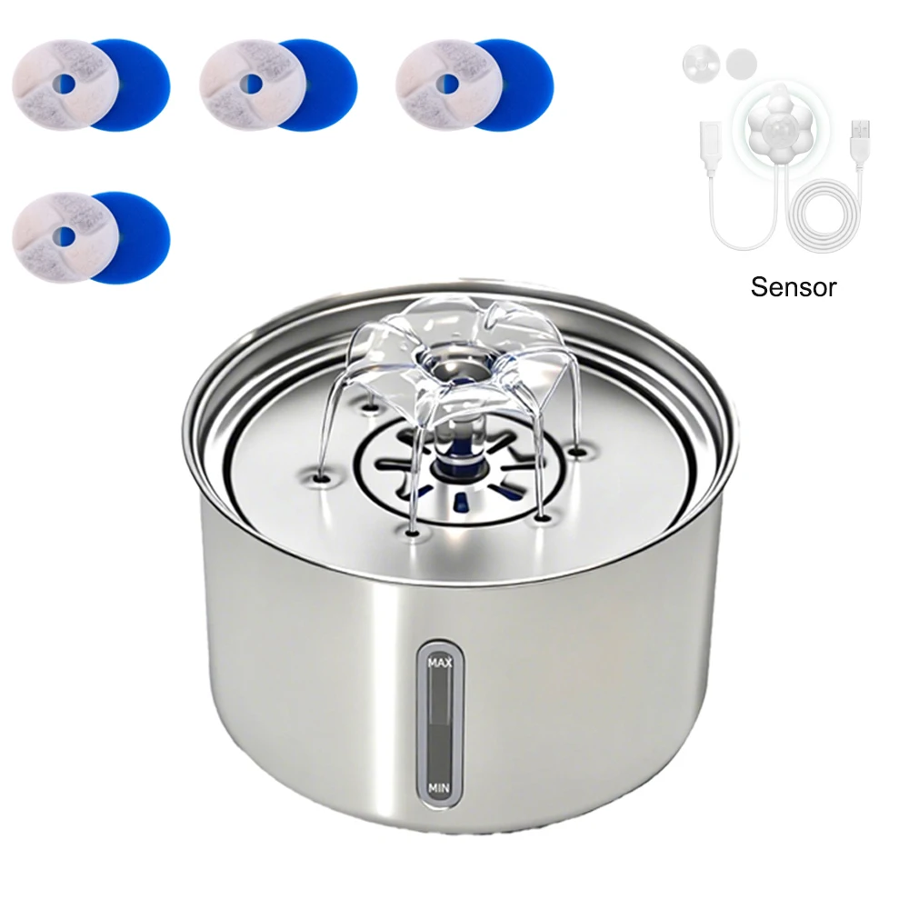 Stainless Steel Pet Water Fountain Cat Automatic Water Feeder USB Electric Mute for Cat Dog Filter Fountain Smart Drinking Bowl - Image 8