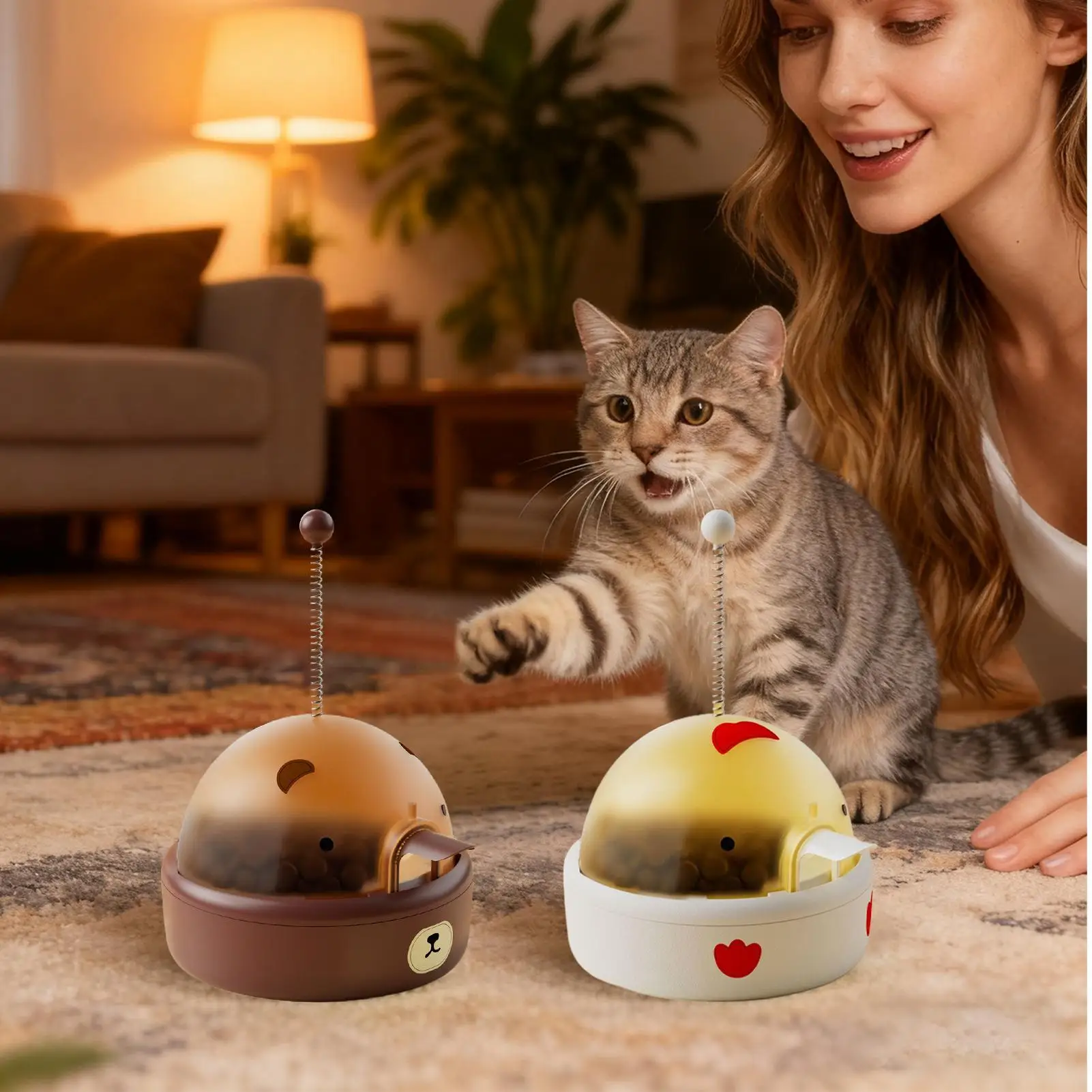 Cat Treat Dispenser Electric Smart Cute Kitten Game Cat Enrichment Toys For Home Indoor Outdoor Travel Training Exercise Feeding - Image 2