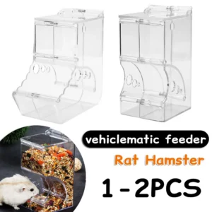 Cute Hamster Samll Animal Automatic Pet Food Feeder Plastics Durable Strong Simplicity Clear Transparent Safe Food Bowl