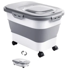 Large Capacity Cat Dog Food Storage Container Foldable Sealing Kitchen Grain Rice Storage Boxes with Clear Lid Dry Food Bucket