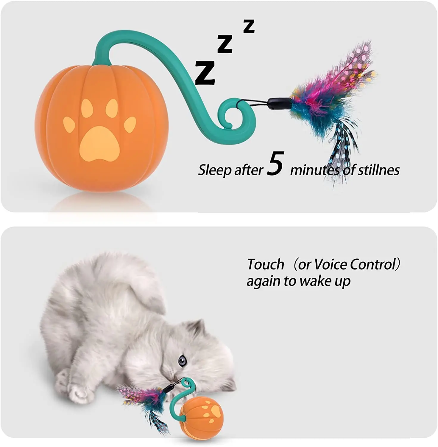 Automatic Cat Toys,Cat Toys for Indoor Cats with LED Colorful Light USB Rechargeable, 360° Rotating Electric Cat Toy Kitten Toys - Image 6