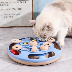 Smart Cat Puzzle Toy Slow Feeder Interactive Turntable Food Dispenser for Indoor Cats Anti-Boredom Pet Training Play Toy
