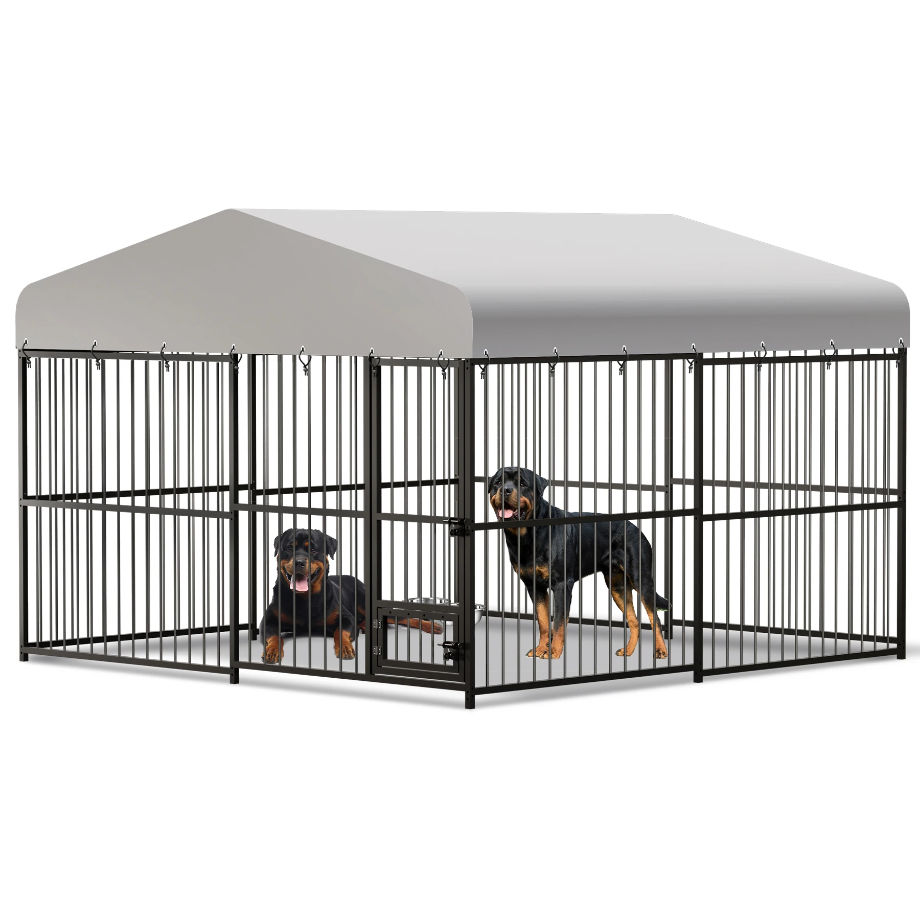 Large Dog Kennel Outside Heavy-Duty Outdoor Dog Cage Walk-in Pet Playpen with Roof, Double Lock, Enclosures with UV-Resistant