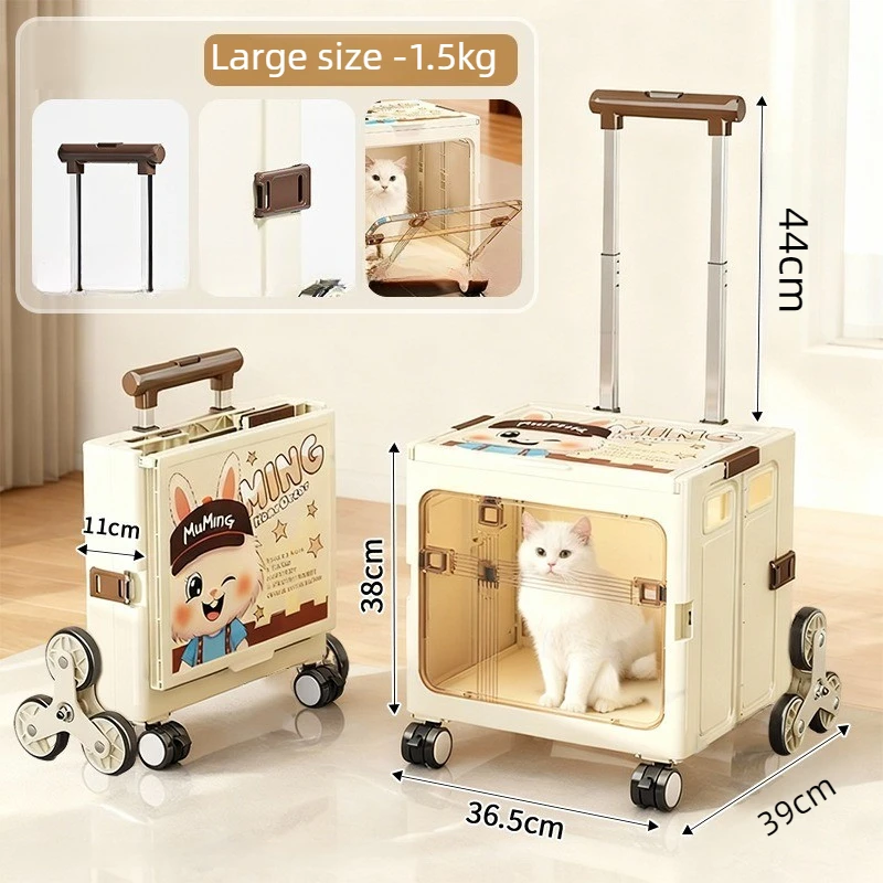 Folding Cat Dog Pet Trolley Case Large Capacity Pet Cat Carrier Bag Folded Cat Carrying Bag Pet Supplies Travel Trolley Case - Image 10