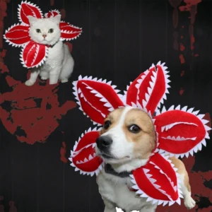Winter Funny Cat Hat Demogorgon Scary Flower Costume Birthday Pet Accessories Supplies Pet Dogs Headwear Adjustable Sticker