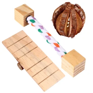 3Pcs Pet Chew Plaything Natural Wood Mini Animal Grinding Tool for Hamster Squirrel Chinchilla Small Pets Wooden Molar Activity