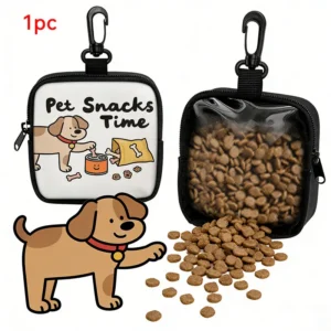 Multifunctional Pet Training Set With Hook And Zipper New Transparent Dog Print Dog Snack Bag Training Walking Bag Accessories