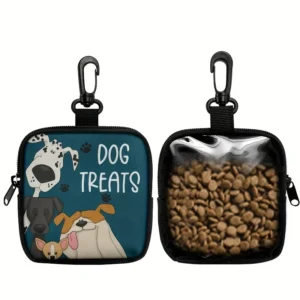 1pc Dog Print Dog Treat Bag with Hook and Zipper Pet Training Set Puppy Pet Training Walking Bag Dog Training Accessories