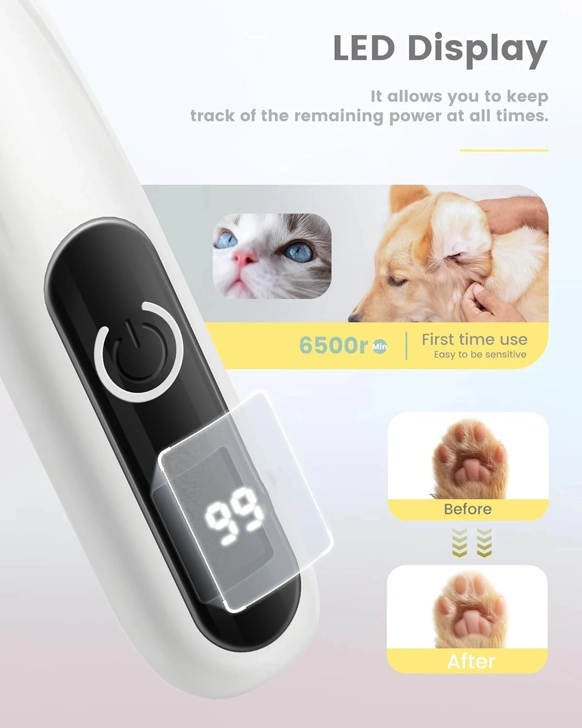 Hair Shaver Low Noise Electric Pet Clippers Pet Hair Trimmer Ceramic Blades Mini Paw Trimmer For Home Use Pet Salon Groomer - Image 5