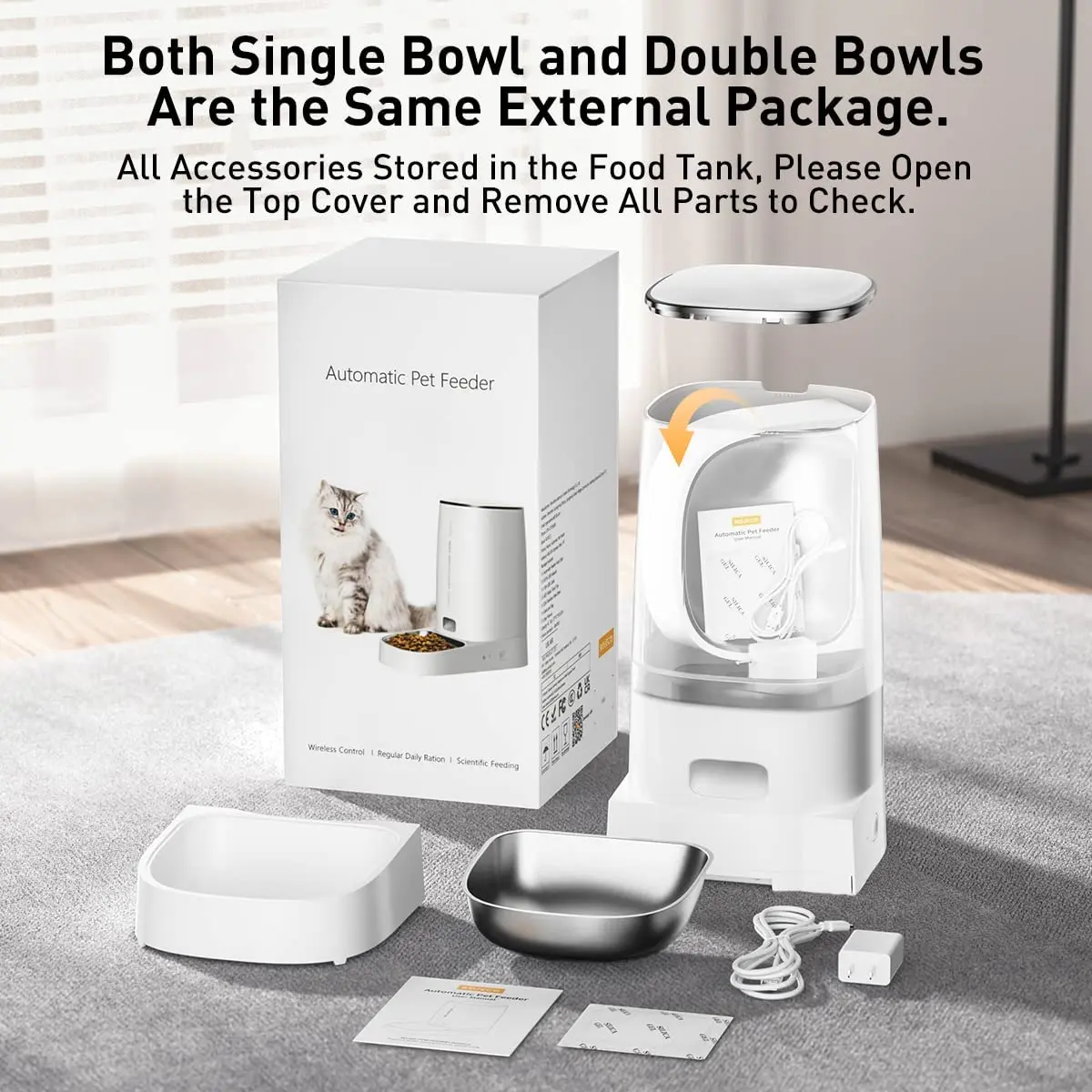 ROJECO Automatic Cat Feeder Pet Smart WiFi Cat Food Kibble Dispenser Remote Control Auto Feeder For Cat Dog Dry Food Accessories - Image 6