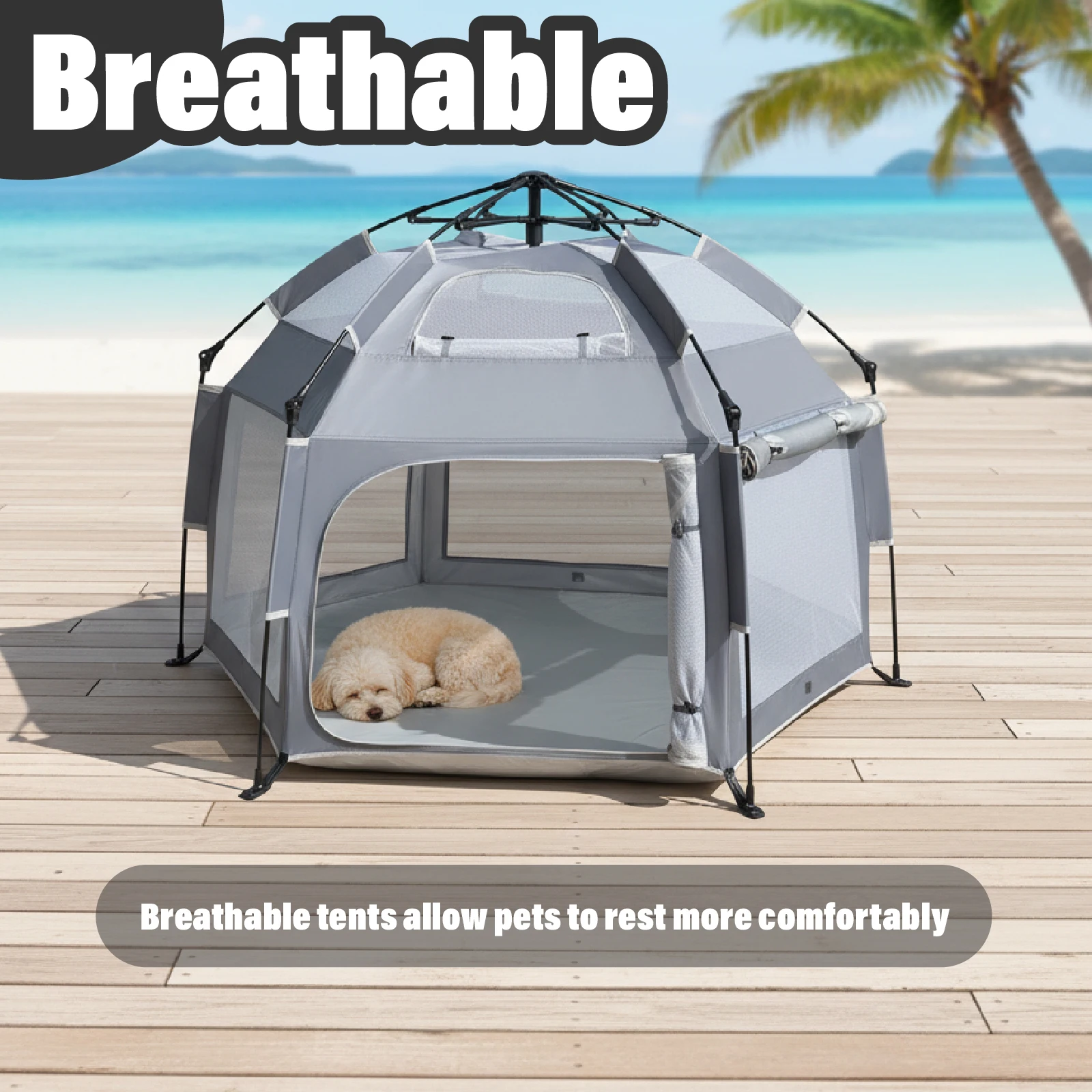 Foldable Dual-Use Indoor/Outdoor Pet Tent Sunshade Playpen Portable Pet Fence with UV Protection And Ventilation Windows - Image 3