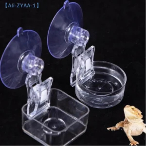【ZYAA-1】Reptile Water Food Bowl Suction Cup Food Tray Gecko Reptile Lizards Spider Tree Frogs Feeder Habitat Decoration