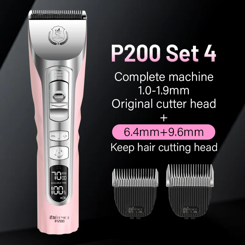 Fenice Sakura Pink Dog Hair Cutting Machine 5000mA Capacity Cordless LCD Screen Pet Dog Grooming Clipper Rechargeable Shaver Set - Image 10