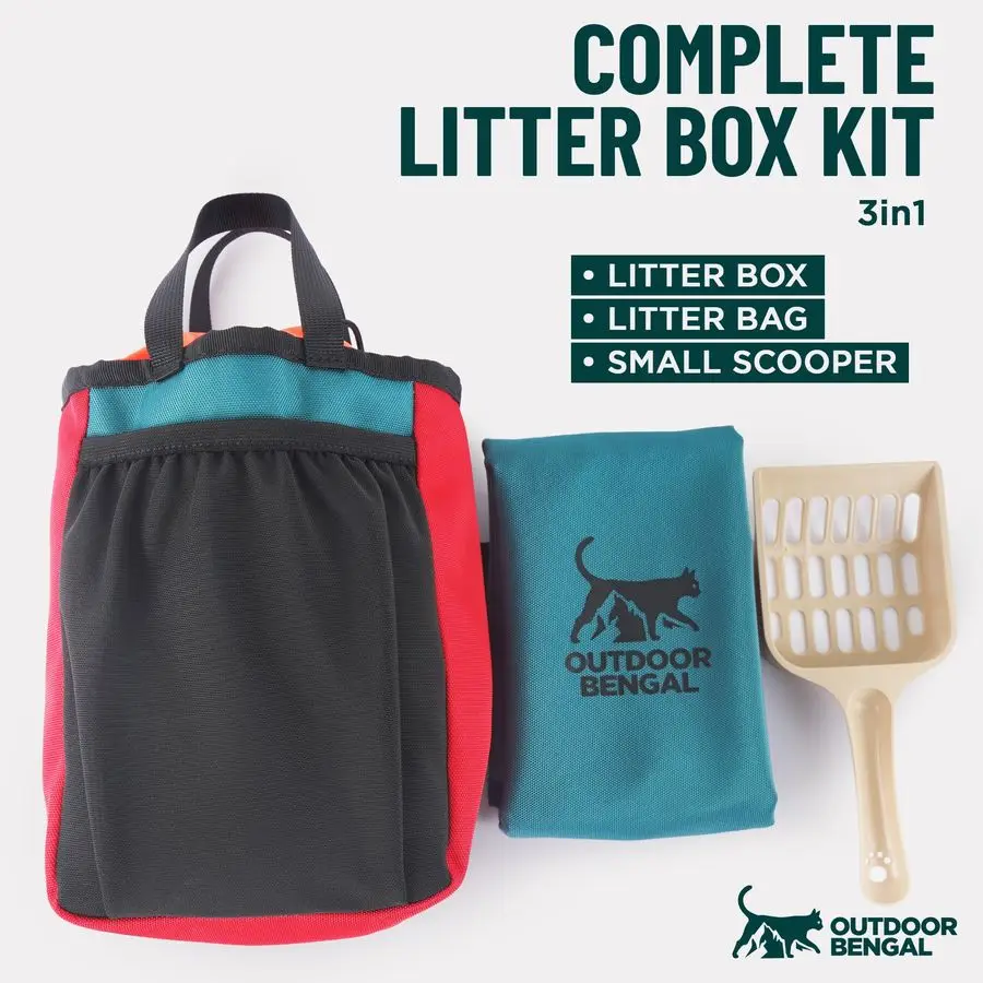 Travel Litter Box for Cats 3in1 Kit Foldable Litterbox Litter Bag Scooper Portable Litter Box for Cat Traveling Collapsible Litt - Image 3