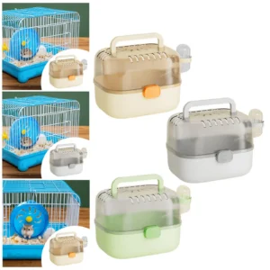 Hamster Carrier Cage Transparent Portable Breathable Compact Case for Indoor Rabbits Guinea Pigs Enclosure