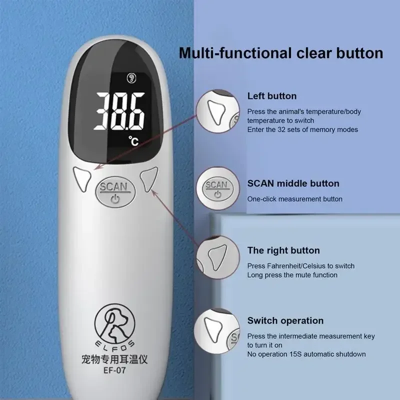 Pet Dog Cat Ear Digital Thermometer For Cats Animal Measuring, Non-Contact Electronic Animal Thermometers For Home Clinic Use - Image 6