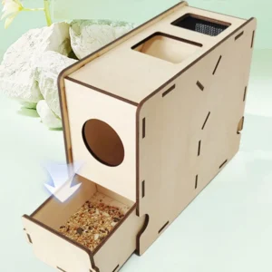 Portable Wooden Bird Food Blowing Machine DIY Assembly Box Grain Blown Shell Machine Grain Cleaning Splitter Wind Sheller