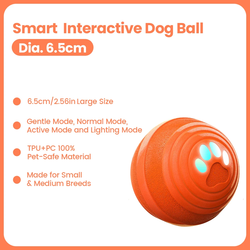 Smart Interactive Dog Toy 8cm Automatic Moving Bouncing Rotating IPX7 Waterproof E-TPU Active Rolling Ball for Medium Large Dogs - Image 8