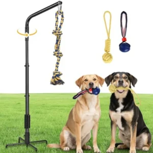 Tether Outdoor Dog Rope Toy with Strengthen Spring Pole 3 Kinds Dog Tug of War Toys for Self Play and Interactive in Park Yard