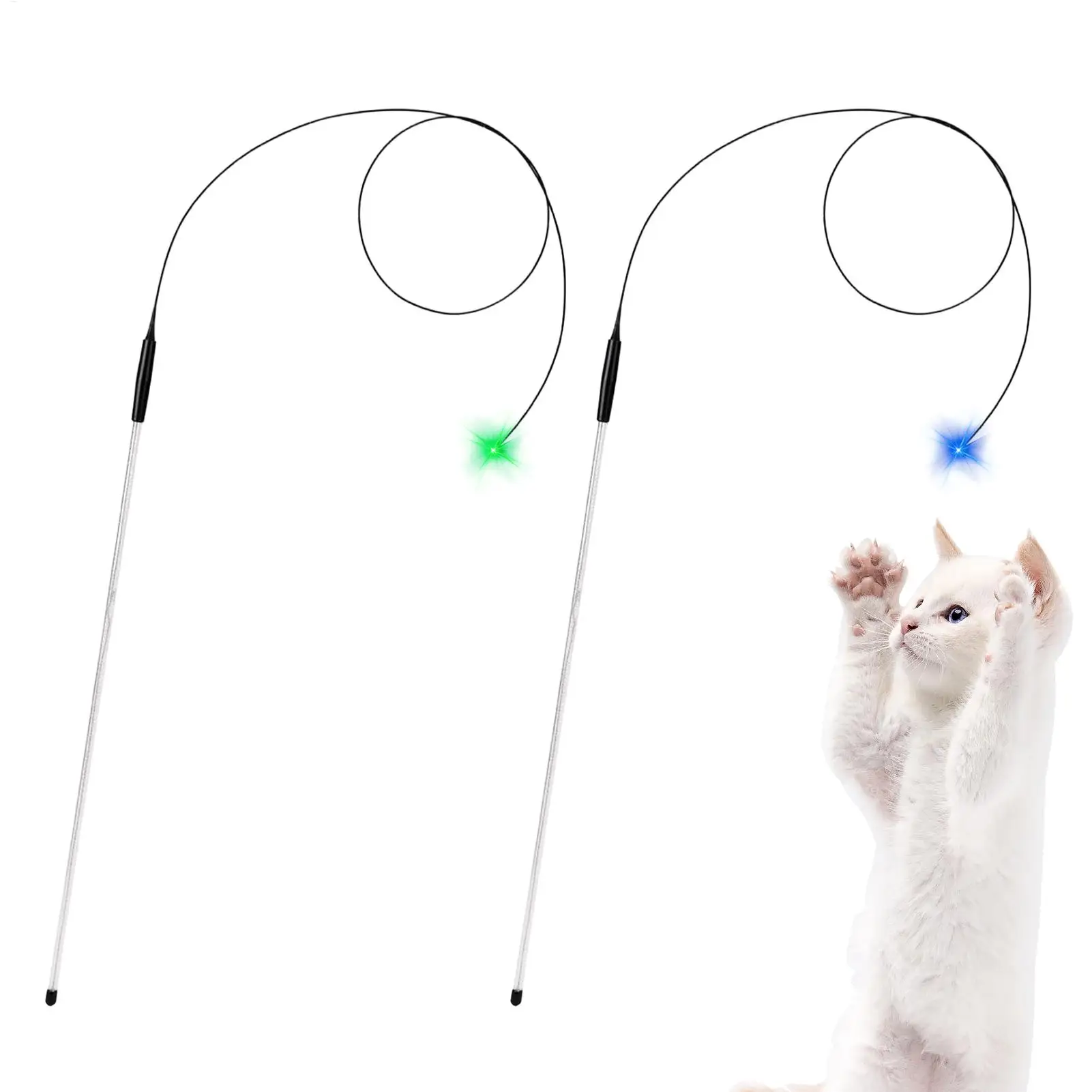 Teaser Wand Cat Toy LED Interactive Funny Teaser Pole Cat Toys Wand for Indoor Kitten Play Boredom Exercise Pet Enrichment - Image 2