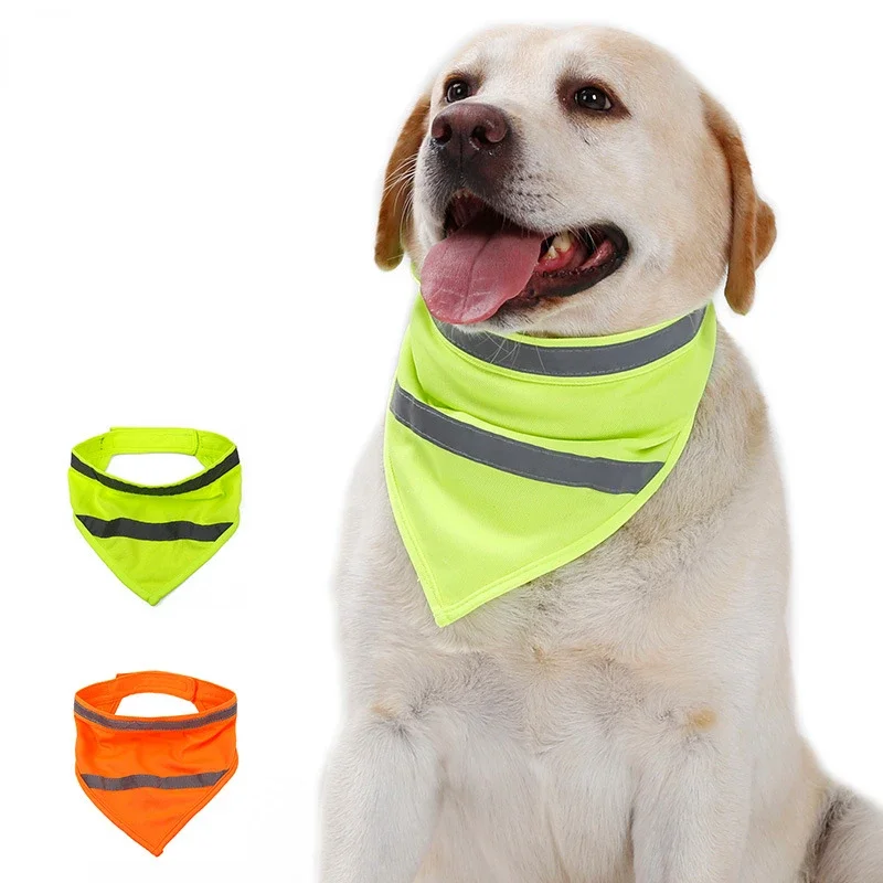 Dog Reflective Bandanas Pet Triangular Towel Scarf Bright Color Polyester Bib - Image 4