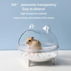 1Pc Hamster Transparent Bathroom Pet Sand Bath Cage Large Capacity Prevent Splash Bathing Transparent Shower Room Accessories