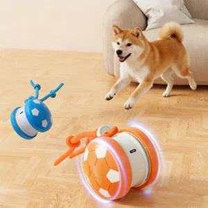 Rolling Dog Toy With Rope Automatic Moving Durable & Bite-Resistant Bouncing Toy Interactive Ball For Indoor Pet Self Playing