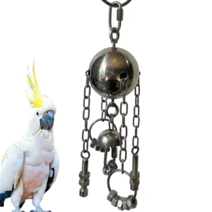 Stainless Steel Medium Large Parrots Gnaw Relieve Bell Toys Birds Chewing Hanging Swing Tearing Cage Toy