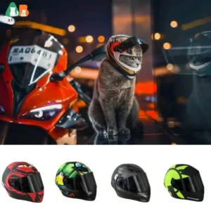ATUBAN Small Pet Motorcycle Helmet Cat Dog Puppy Mini Helmets,Full Face Motorcycle Helmet Outdoor Head Protecting Pet Hard Hat