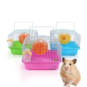 Hamster Cage with Feeding Bowl with Running Roller Skating Toy Small Castle Outdoor Portable Small Animals Cage Pet Products