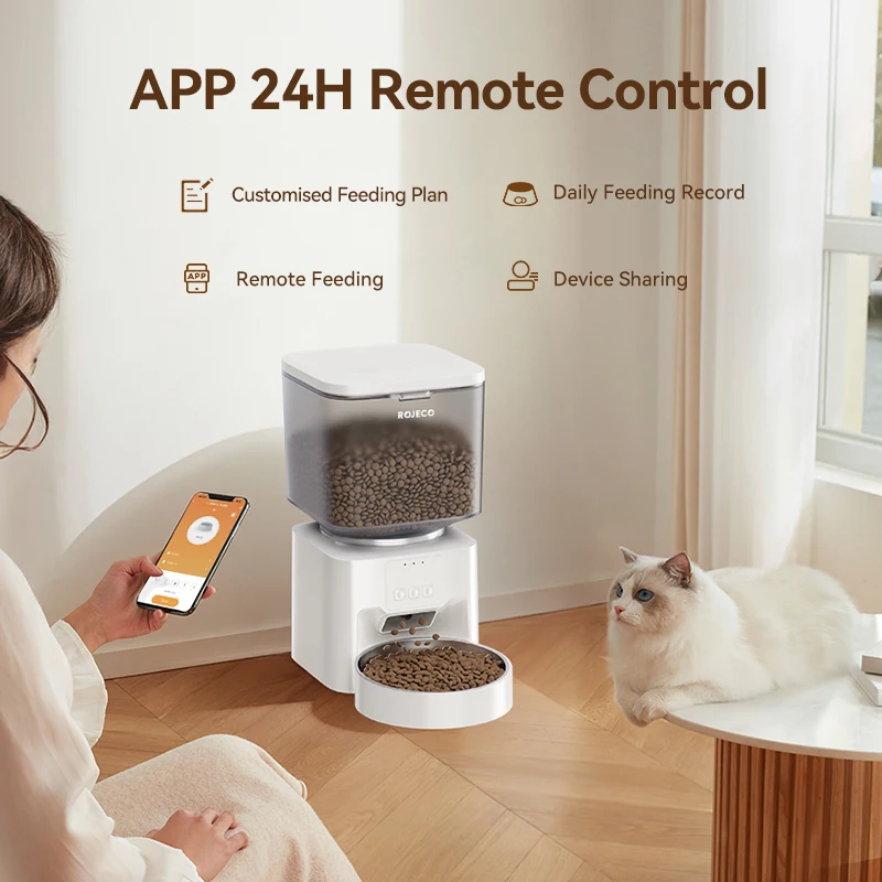ROJECO 4.5L Automatic Dog Feeder WIFI Version Smart Cat Food Kibble Dispenser APP Remote Control Pet Feeder For Dog Cat Supplies - Image 2
