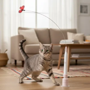 Electric Butterfly Toy with Suction Cup Flutter Bug Cat Toys Spinning Butterfly Cat Toy Wand for Indoor Cats