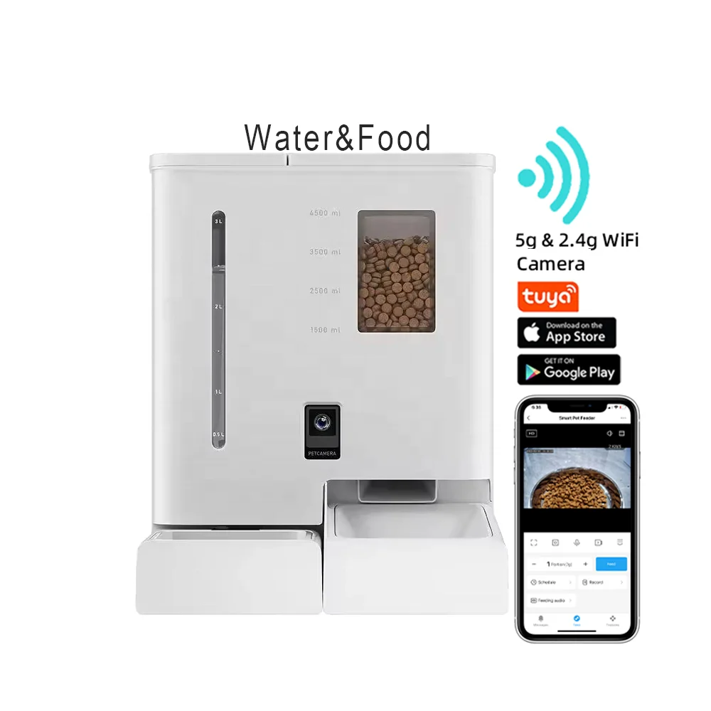 Top-Quality Cat Automatic Feeder 2 in 1 Pet Food and Water Fountain Wifi APP Control Smart Pet Feeder with Camera