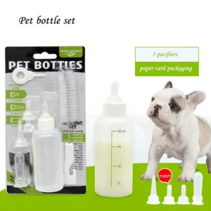 1set Puppy Kitten Feeding Bottle Set Pet Dog Cat Baby Nursing Water Milk Feeder Cleaning Brush Newborn Cat Drinking Bottle DC05