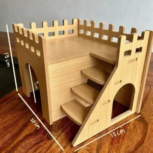 Solid Wood Hamster House Platform Ladder Hideout Interactive Toy Pet Habitat For Kids And Animal Lovers Cozy Christmas Gift
