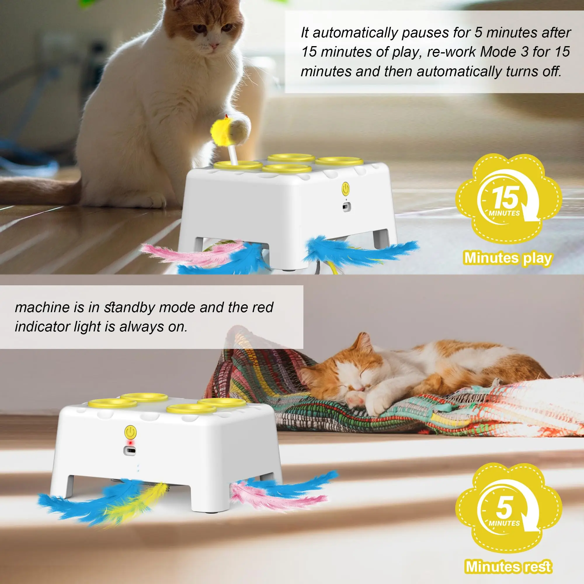 Whack A Mole Automatic Pop-Up Rechargeable Cat Toy - Interactive Play for Kittens & Cats - Image 3