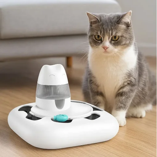 Electric Cat Treat Dispenser Toy Roller Track Rotating Automatic Pet Feeder Rounded USB Charging Smart Cat Trap Toy - Image 2