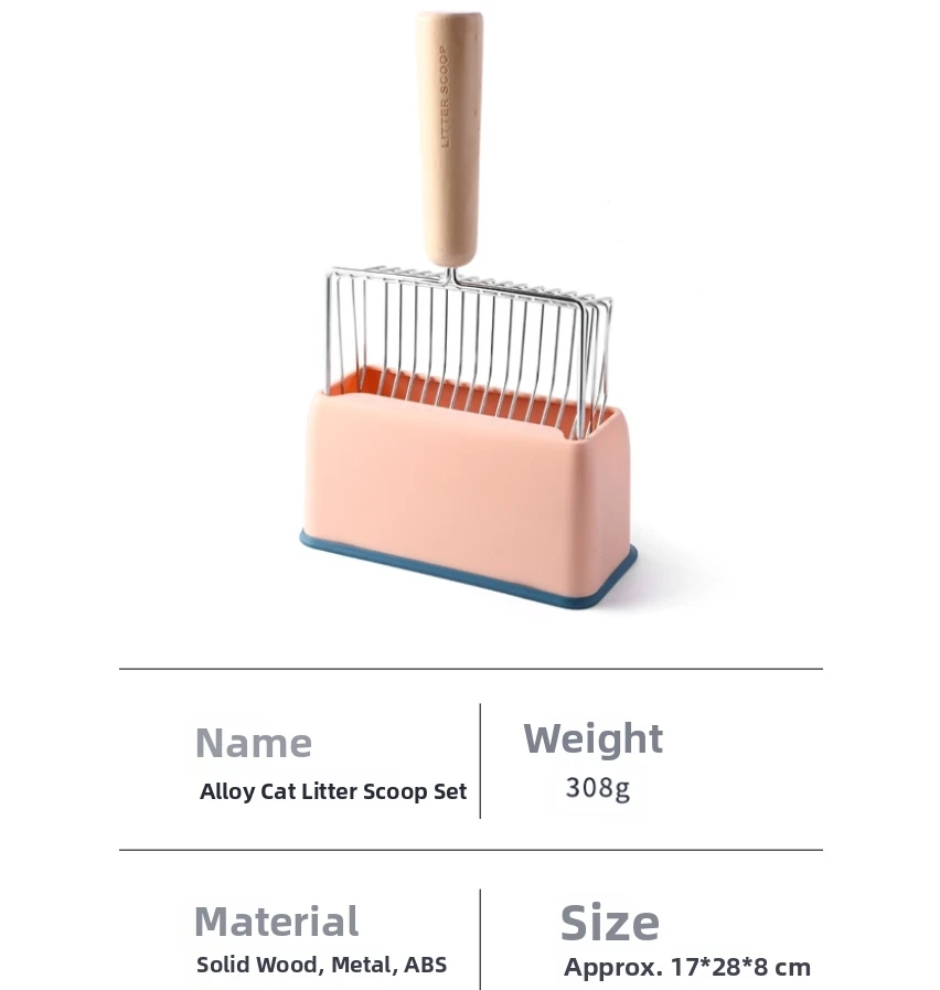 Cat Litter Scoop Set Long Handle Sifting Litter Box Scoop with Stand Pet Shovel for Kitty Waste Cat Toilet Cleaning Tools - Image 4