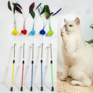 Cat Toy Spring Cat Toys Interactive Steel Wire Feather Toys for Cats Teaser Funny Feather Cats Toy Stick Plush Ball Pet Supplies
