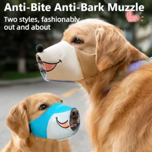 Adjustable Dog Muzzle Cute Breathable Fabric Anti Chew Bark Control Mask for All Size Dogs