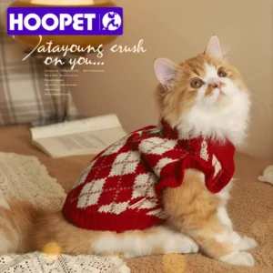 HOOPET Cat Clothes Anti-Shedding Fall and Winter Models Kitten Red Cat Winter Kitten Winter Clothes Pet Dog Winter Sweater