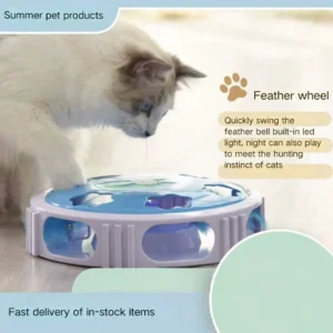 Electric cat toy with feather LED light automatic rotation light emitting intelligent electric cat turntable
