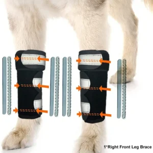 1PC Portable Metal Strips Dog Front Leg Brace Reflective Strips Non-Slip Knee Brace Breathable Adjustable Straps Joint Support