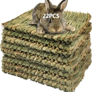 Grass Mat for Rabbit Bunny Chew Toys Woven Bed Mat for Guinea Pig Chinchilla Squirrel Hamster Cat Dog and Small Animal (