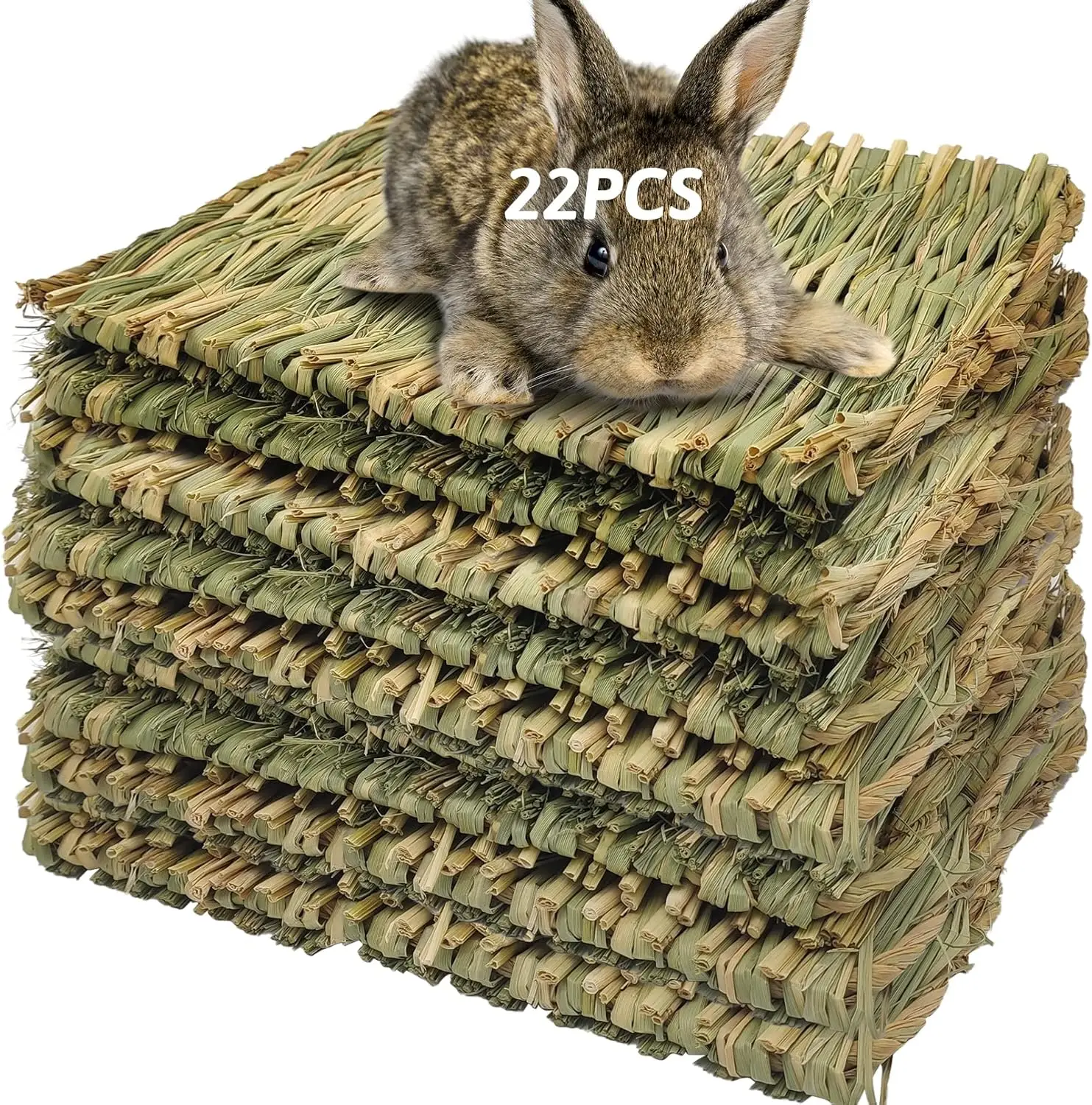 Grass Mat for Rabbit Bunny Chew Toys Woven Bed Mat for Guinea Pig Chinchilla Squirrel Hamster Cat Dog and Small Animal (