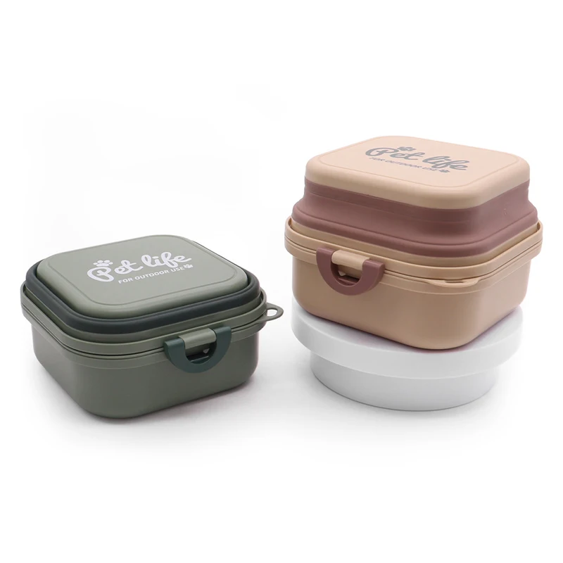 Pet Supplies Portable Dog Double Bowls Tableware Dog Feeder Bowls Folding Pet Bowls Outdoor 2-in-1 Pet Outdoor Travel Supplies - Image 4