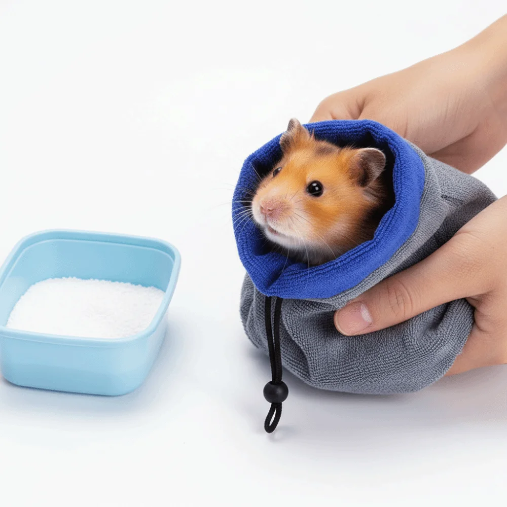 Fast Drying Pet Bath Towel Bag Adjustable Skin-Friendly Ferret Cleaning Washcloth Soft Hamster Absorbent Towel After Bath Care - Image 4
