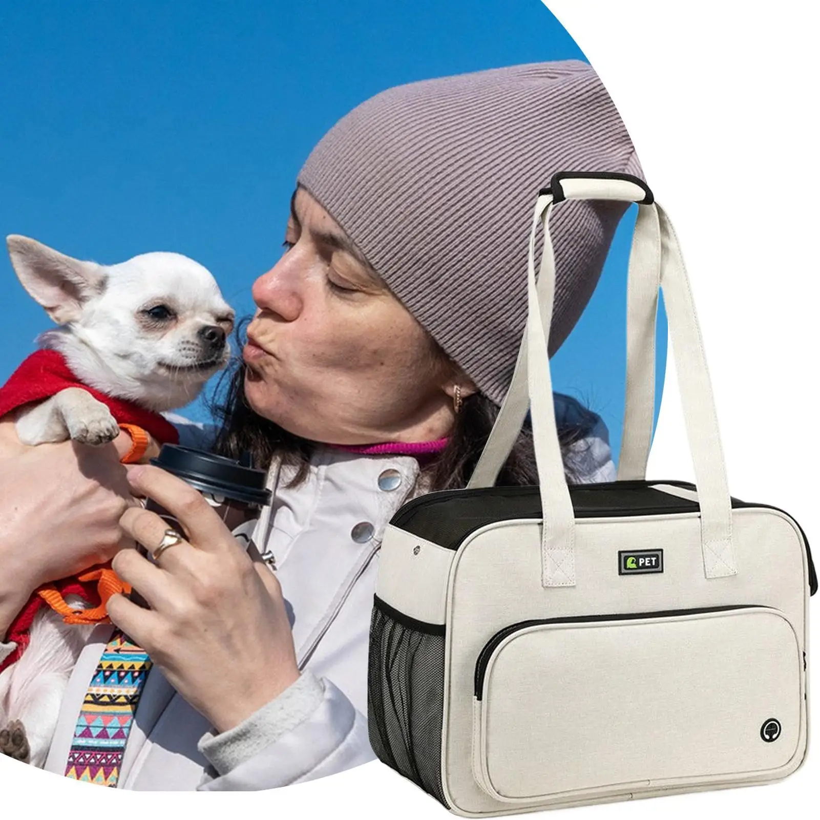 Small Dog Carrier Purse Breathable Mesh Tote With Strap Lightweight Dog Carry Tote Bag For Daily Shopping Walking Park Outing - Image 4