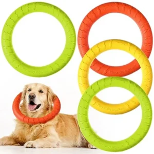 4 Pack Dog Ring Toy Dog Training Chew Toy for Outdoor Aggressive Durable Pet Chewers Fetch Floating Toys Flying Disc Puppy Ring